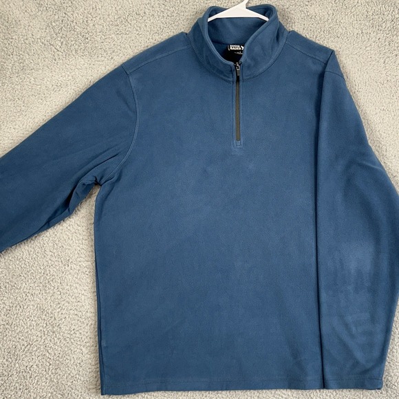 Eddie Bauer Sweatshirt Fleece Mens Large Blue Quarter Zip Pullover Authentic EUC